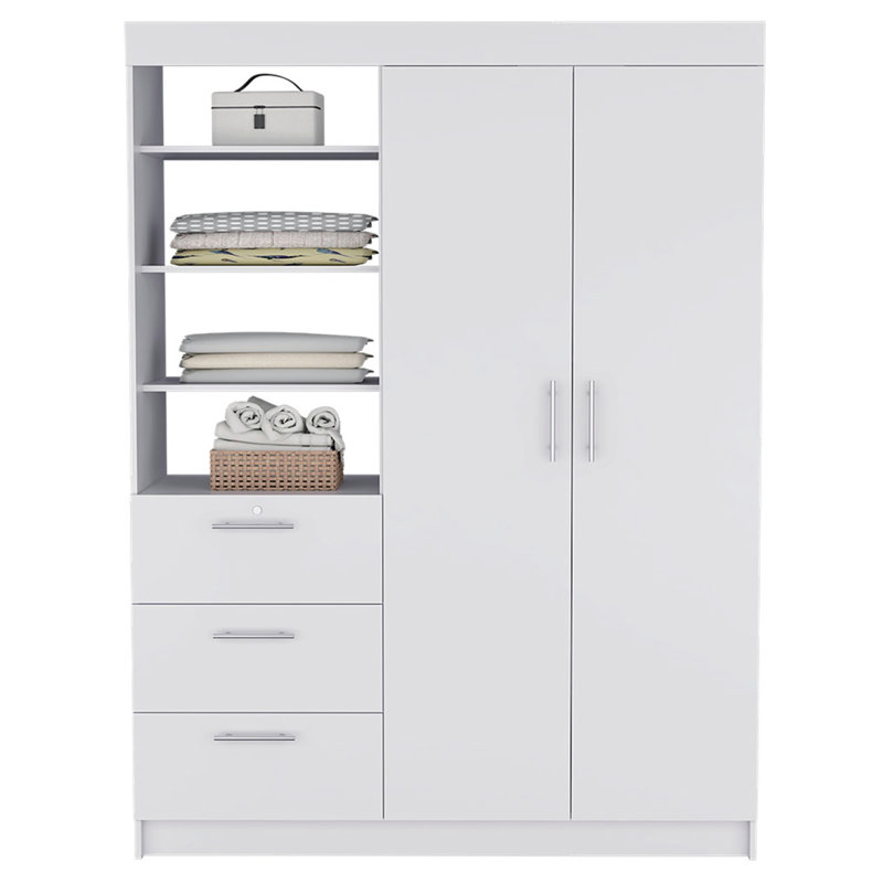 Armoire Rumanu, chambre, chêne fumé, H 78,74 po x l 20,39 po x P 59,05 po, Blanc