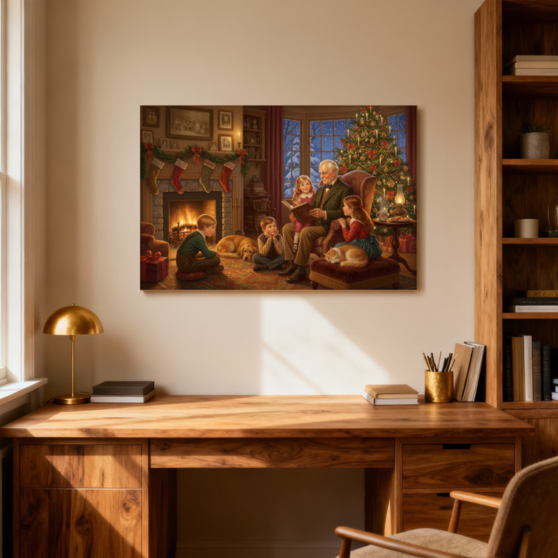 Foyer de Noël en famille autour de Noël, H 32 po x l 48 po