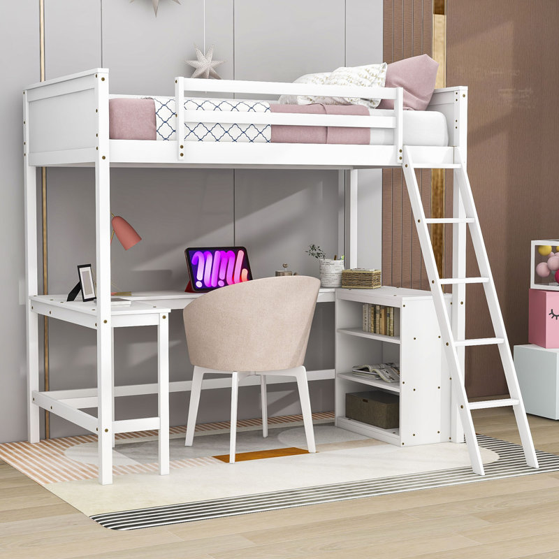 Elliah Kids Twin Loft Bed, White