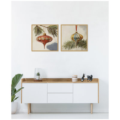 Nostalgic Holiday 2 Piece Framed Canvas Wall Art Set by Mary Sparrow