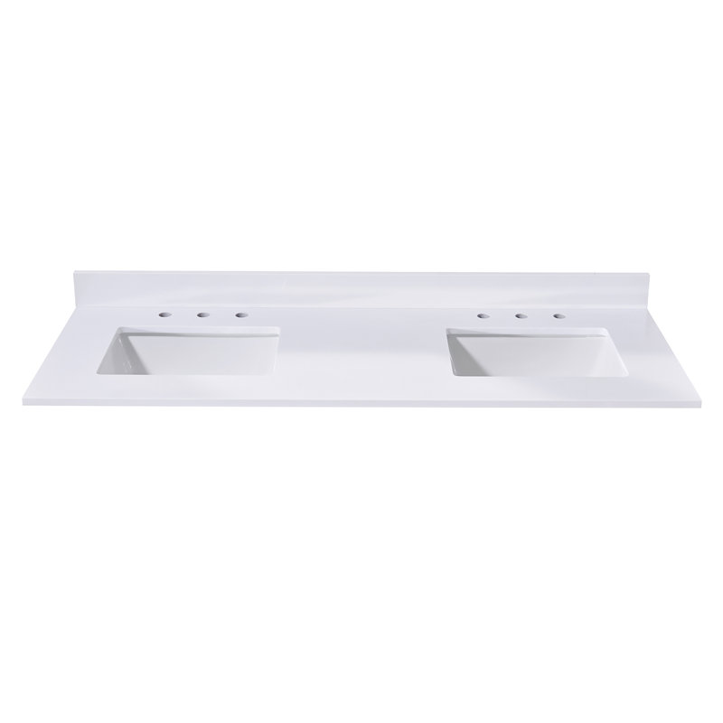 Snow White 61" Double Sink Composite Stone Vanity Top