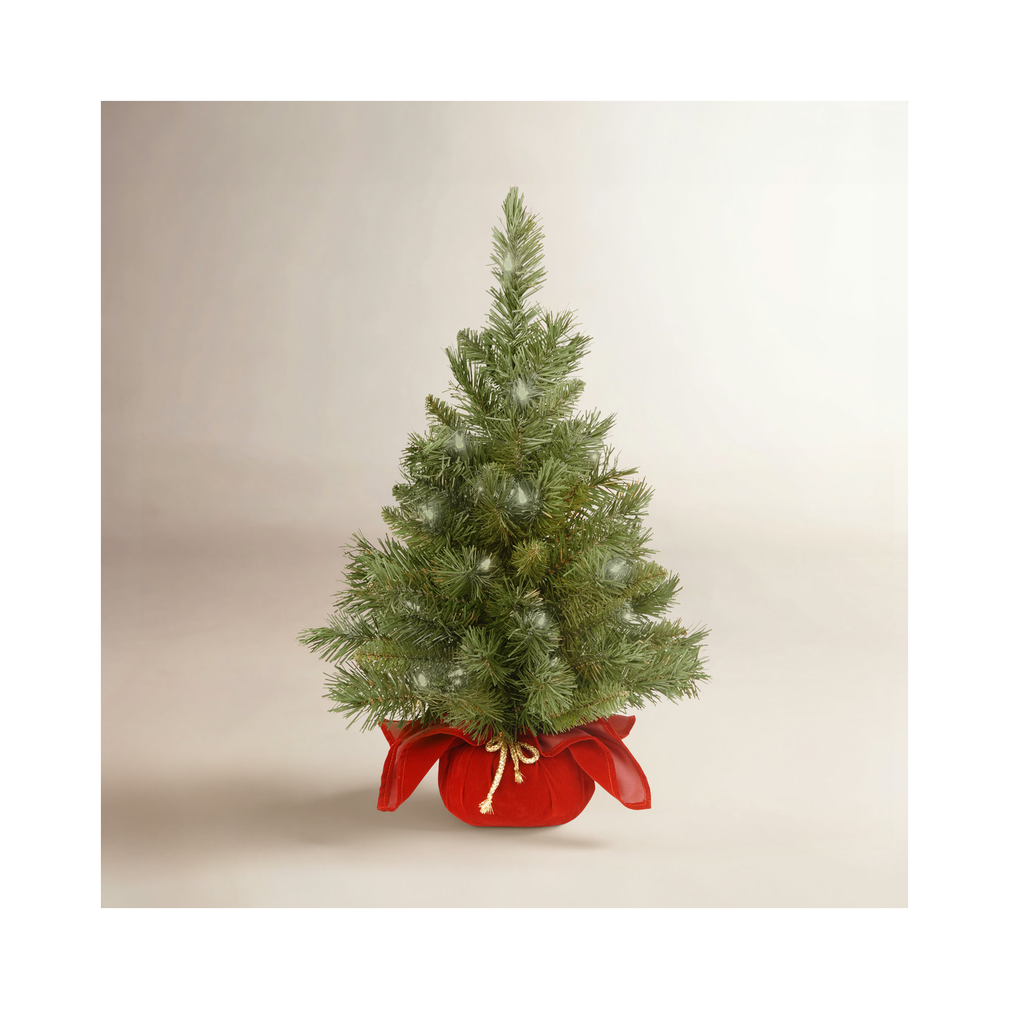 2' Majestic Fir Christmas Tree with 35 Clear Lights, Burgundy