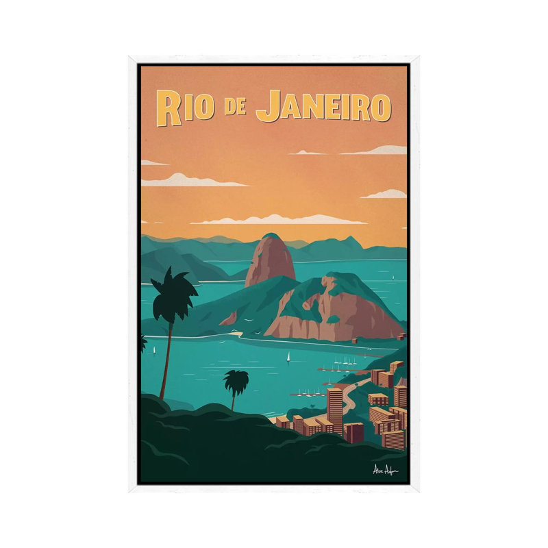 Rio De Janiero - Painting on Canvas, White Framed, 66.04cm H x 45.72cm W x 3.81cm D