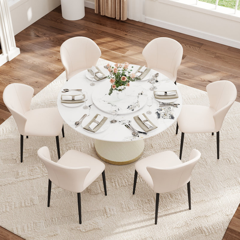 Ensemble de salle à manger 7 pièces Modern, 29.53" H x 53.15" W x 53.15" D, Beige
