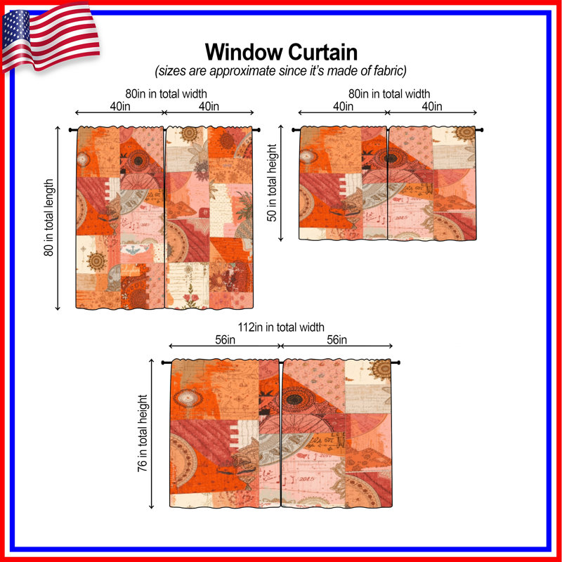Rideaux de fenêtre bohémiens à motif patchwork - 2 panneaux, 20 po x 60 po - 2 panneaux, Transparent