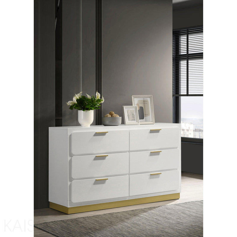 Commode blanche à 6 tiroirs, Blanc