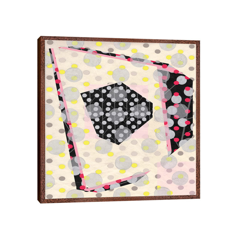 All The Dots by Pamela Staker - Painting on Canvas, 45.72 cm H x 45.72 cm W, Classic Brown Wood Framed