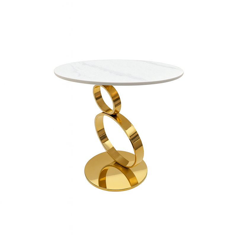 Tobias End Table, White, Gold