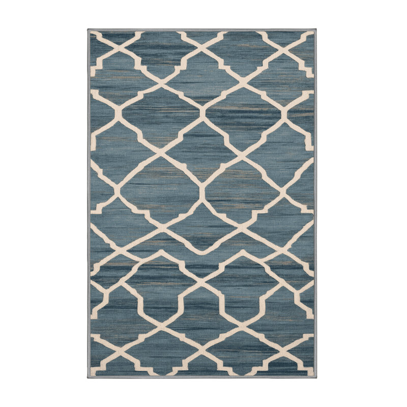 Machine Washable Trellis Gray Area Rug, Rectangle 7' x 10'