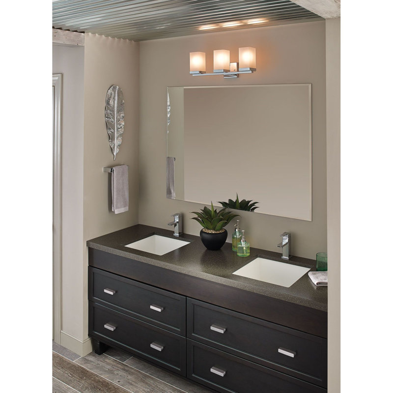 90 Degree Modern Dimmable 3-Light Wall Mounted Bathroom Vanity Lighting Fixture, Chrome, 3