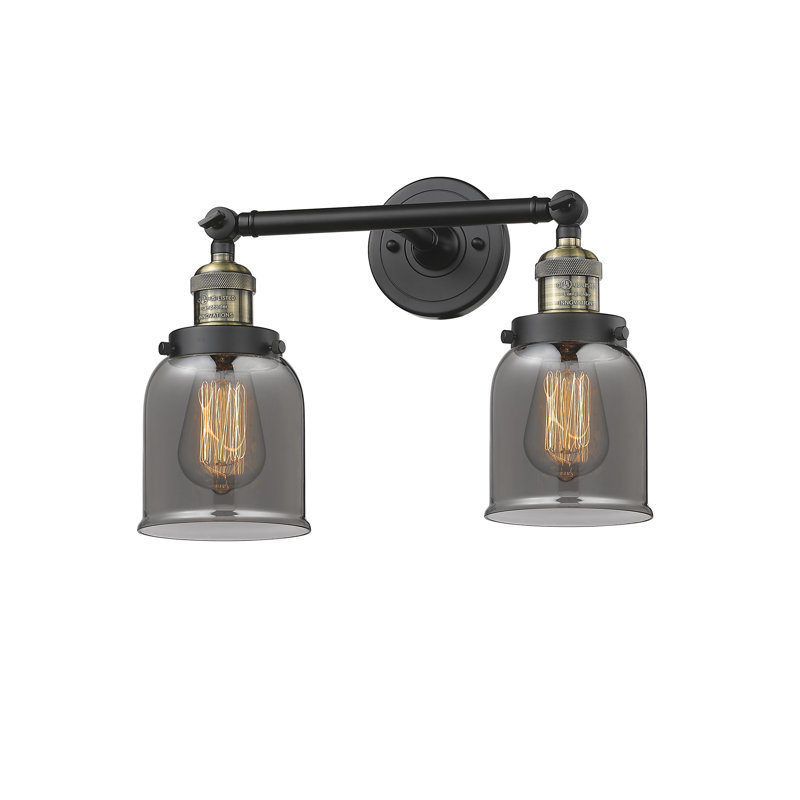 ClipperCove 2 - Light Dimmable Vanity Light, Plated Smoked, 6 Watt Vinage LED Bulb, Black Antique Brass