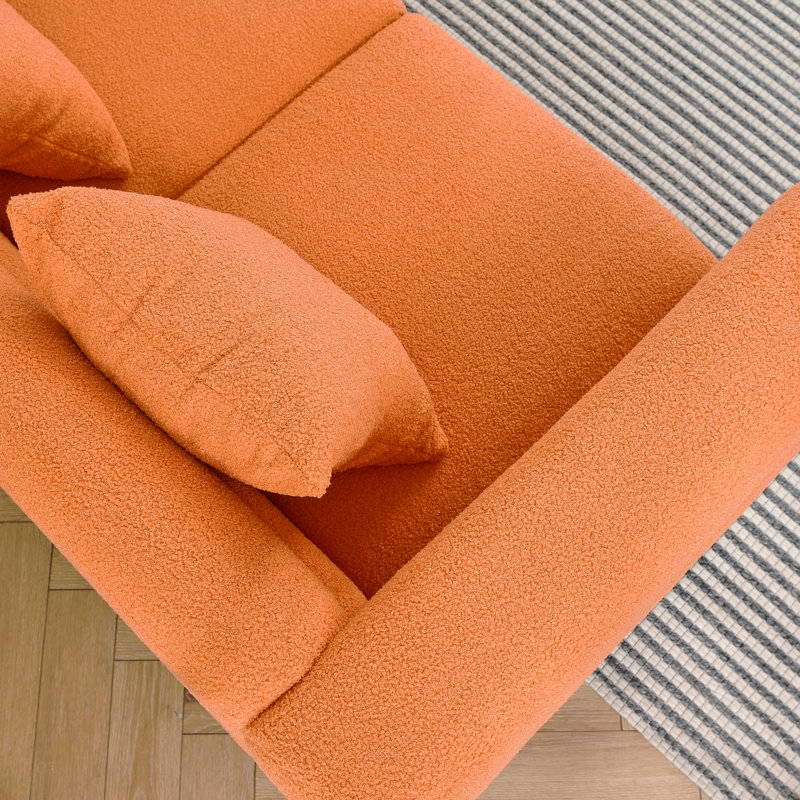 60Inch Oversized 2 Seater Sectional Sofa, Living Room Comfort Fabric Sectional Sofa-Deep Seating Sectional Sofa, Soft Sitting With 2 Pillows For Living Room, Bedroom, Office