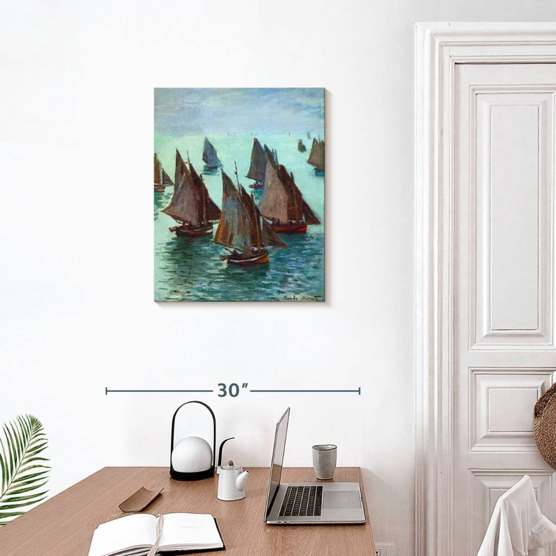 Bateaux de pêche en mer calme, H 25 po x l 20 po