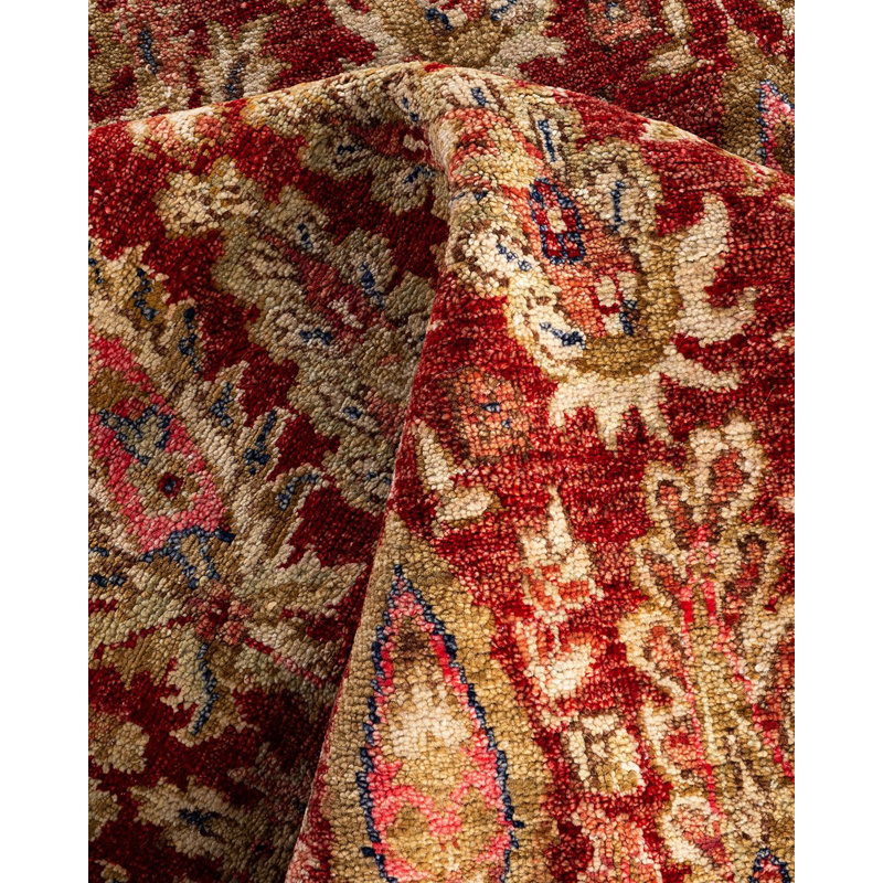 Handmade Red Wool Rectangular Area Rug, 7' 10" x 10' 4"
