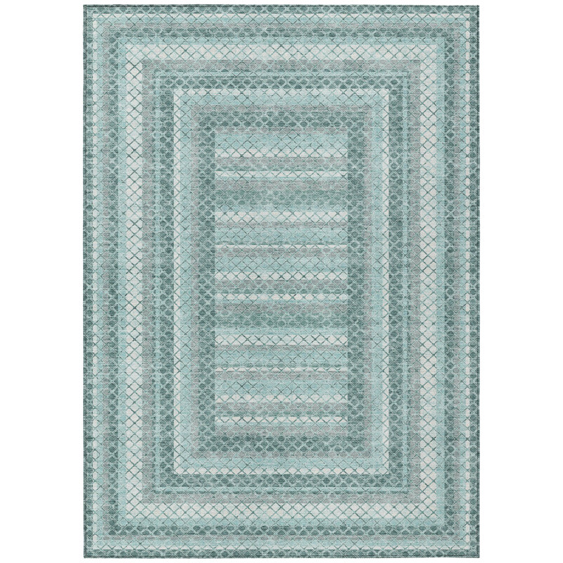Machine Washable Indoor/Outdoor Xhevrie Teal Rug, Rectangle 3' x 5'