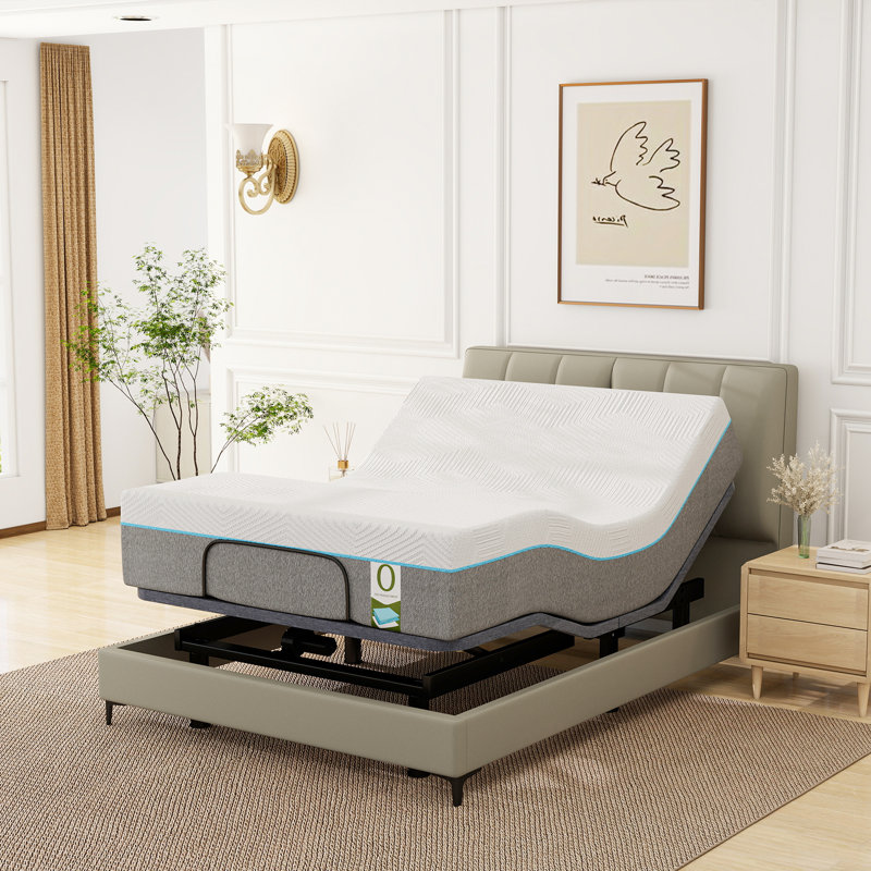 Wayfair Adjustable Bed Frame Base Massage With 12" Mattress, Full / Double