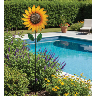 Piquet de jardin en métal à texture de fleur avec finition thermolaquée et roulement à billes durable