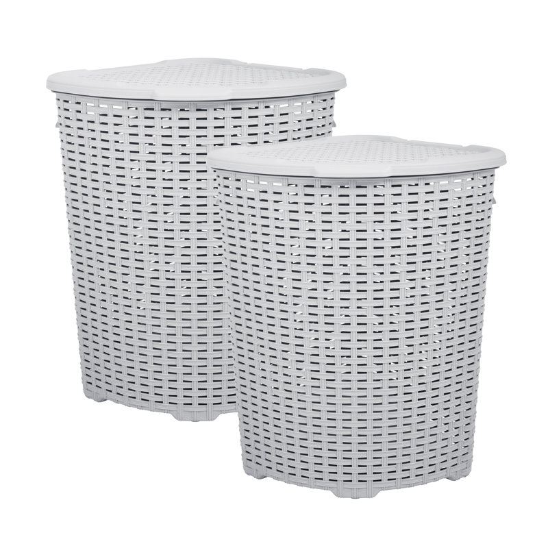 Panier à linge en osier, Blanc, H 22 po x l 19 po x P 15 po