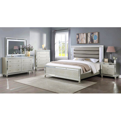 1pièce de chambre à coucher à 2 tiroirs Glam