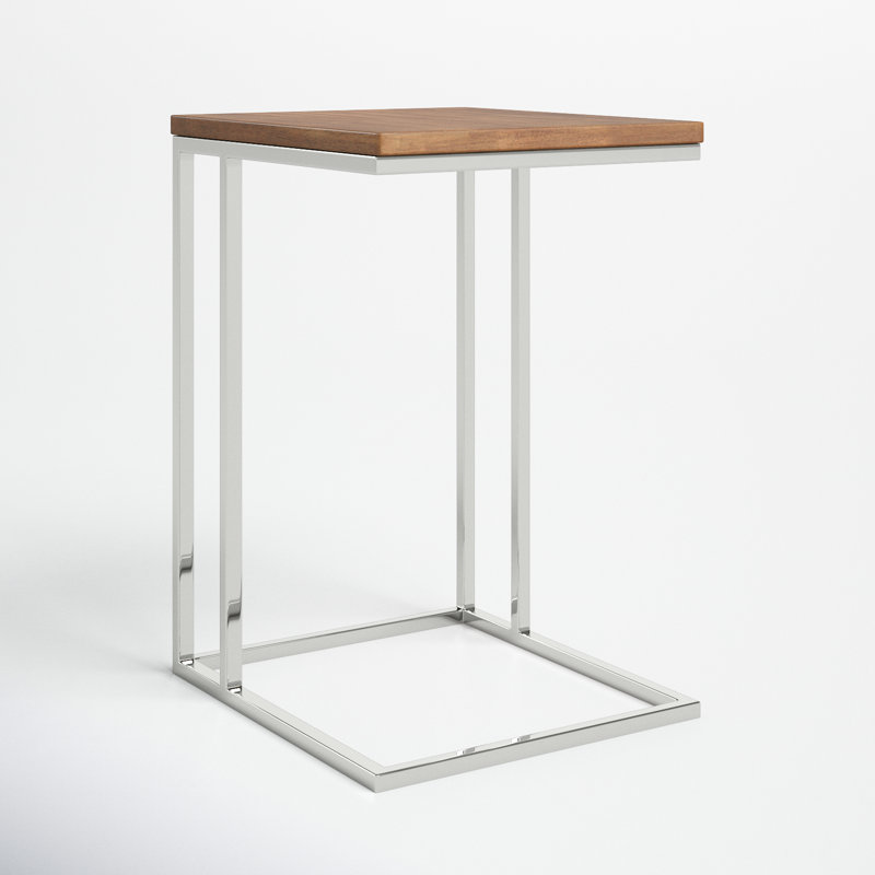 Hampshire End Table, Walnut Top/Silver Base