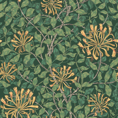 SAMPLE-William Morris Honeysuckle Verde Wallpaper