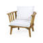  Fauteuil club d'extérieur en bois d'acacia avec coussin épais et imperméable, siège profond pour balcon, blanc