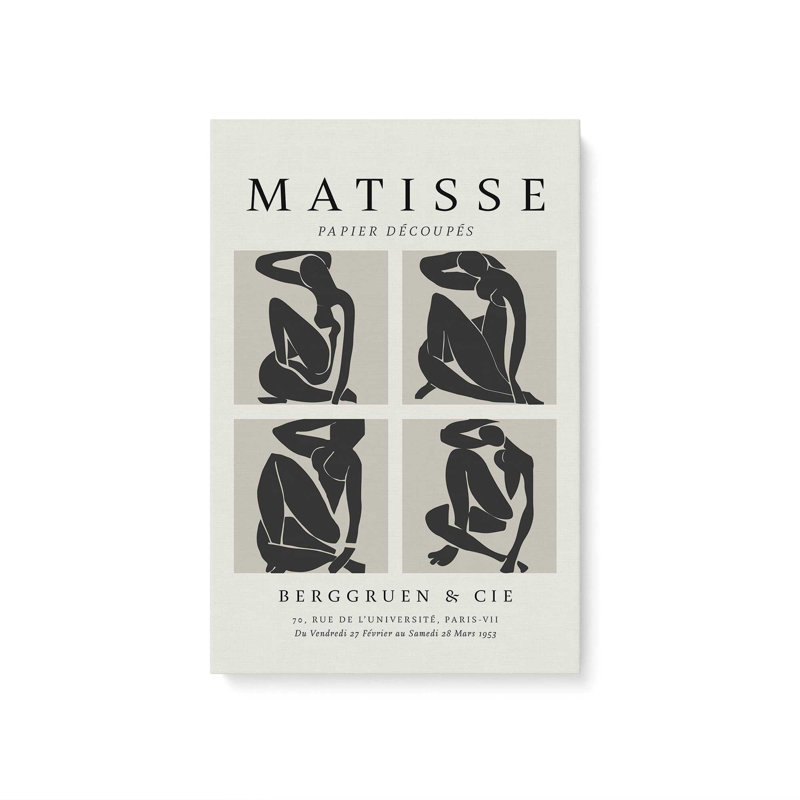 Nus Noir Matisse, affiche d'art, H 18 po x l 12 po x P 1,25 po, Toile tendue