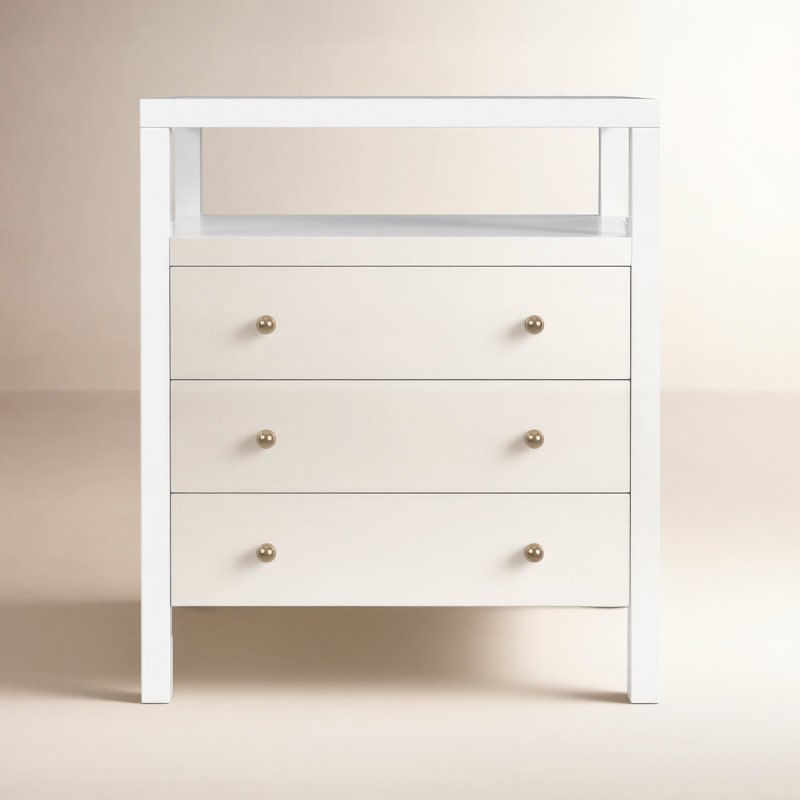 Celine 27" 3-Drawer Nightstand, Smooth White
