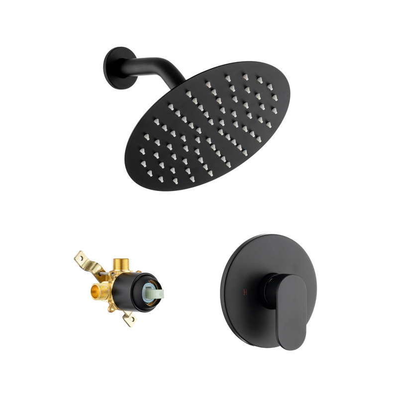 Système de douche complet avec valve brute, Noir mat