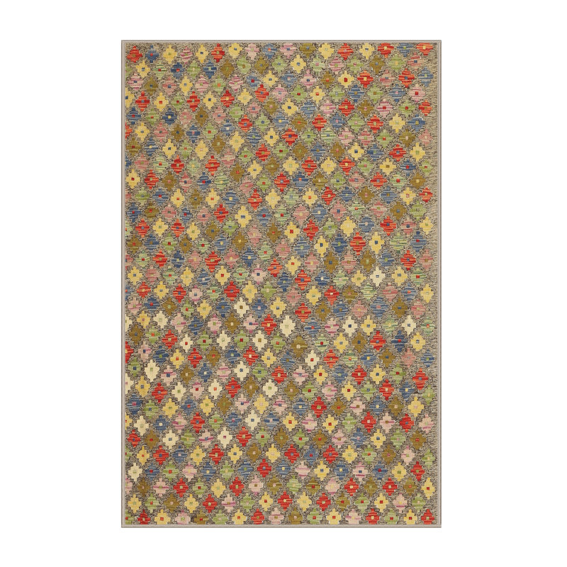 Tapis contemporain rouge / jaune, Rectangle 8 pi 0 po x 10 pi 0 po
