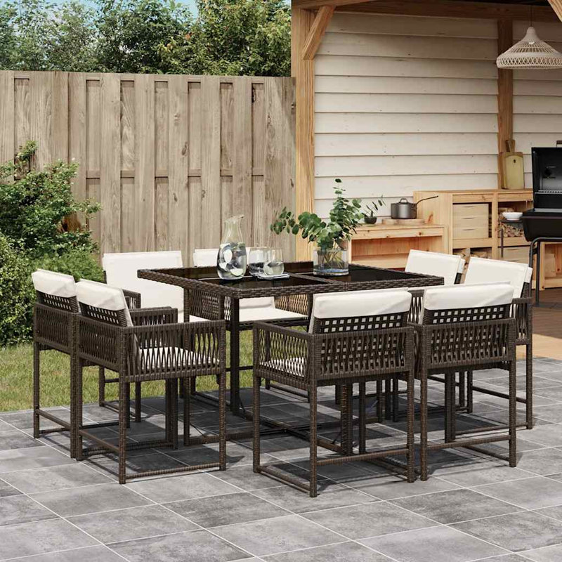 Patio Dining Set with, Cream White, Brown, 73cm H x 110cm W x 106cm D