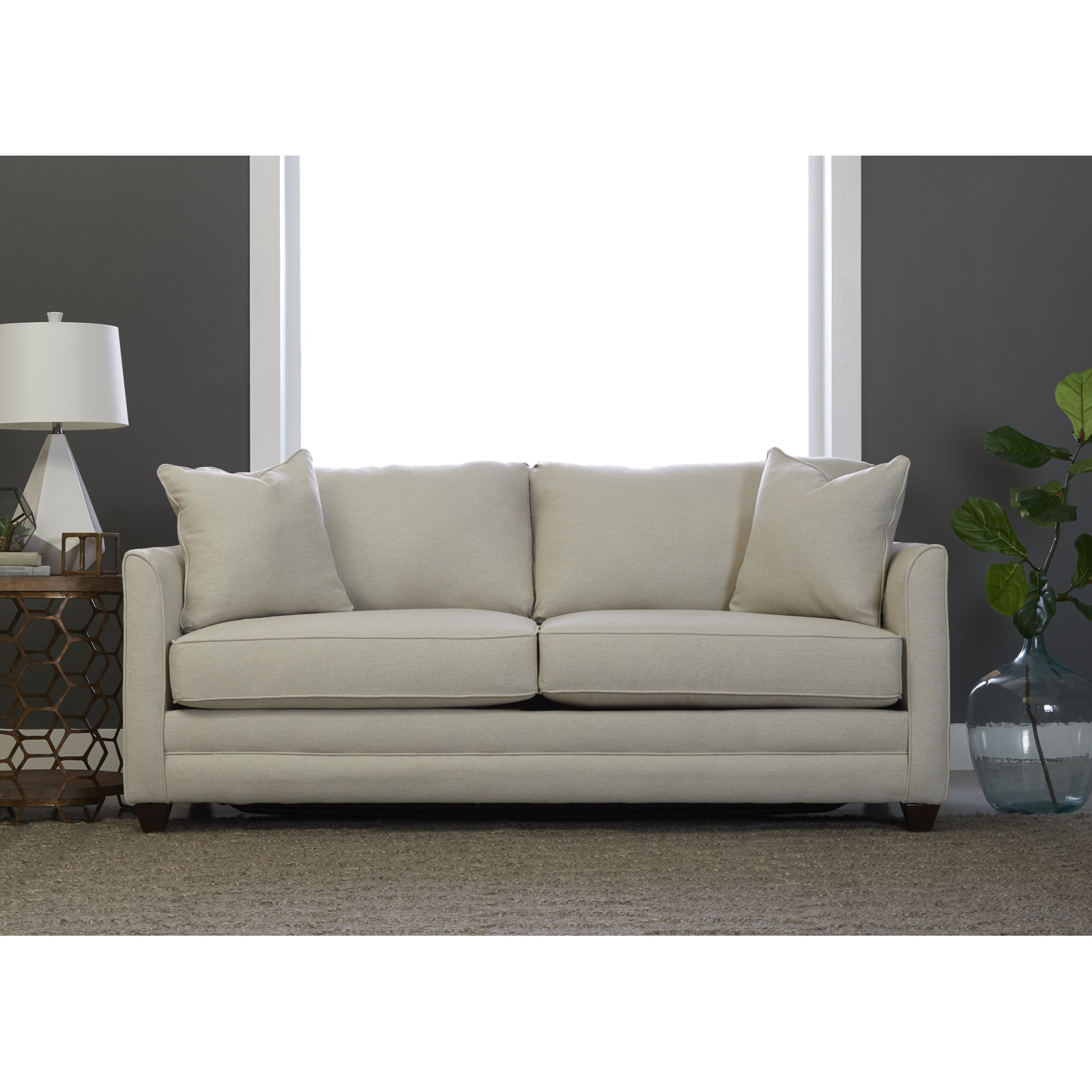 Kodie 76.5'' Upholstered Sofa, Conversation Pearl Basketweave, Honey Birch