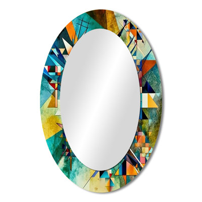 Autumn Jazz In The Afternoon Geometric Fusion - Multi-Color Modern Oval Wall Mirror