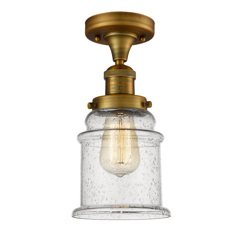 Galaviz Glass Semi Flush Mount, Brushed Brass, Seedy