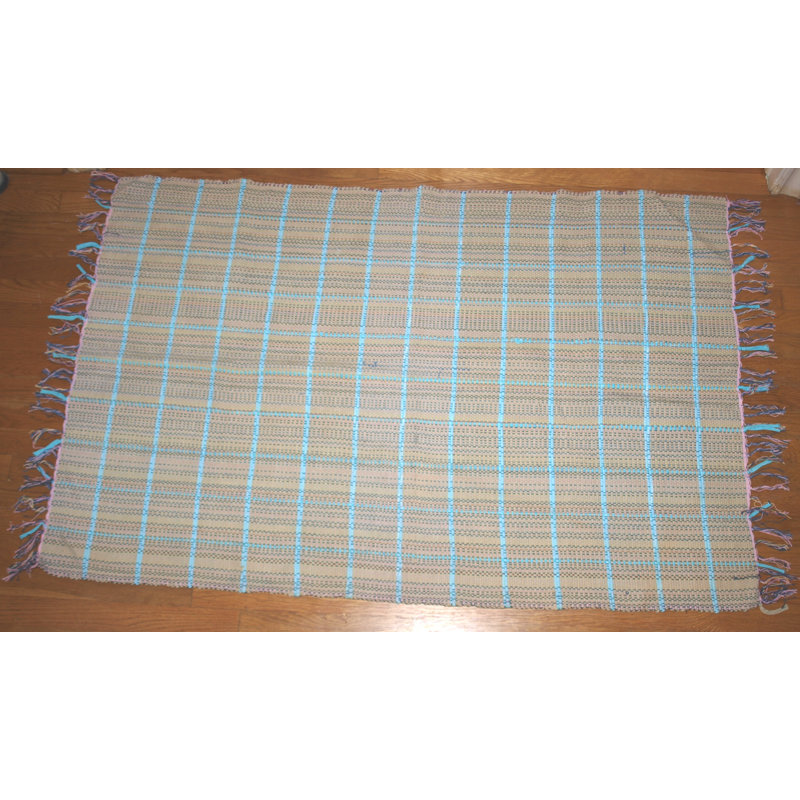 Tapis vert en coton tissé à plat à la main 3 pi 6 po x 5 pi