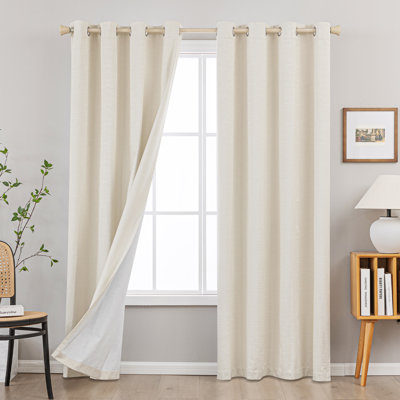 Paire de rideaux 100% occultant et isolant en mélange de coton Clesta