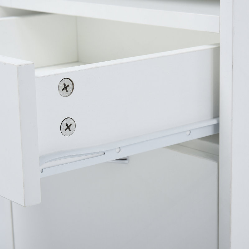 Rangement mobile avec classeur en bois, White