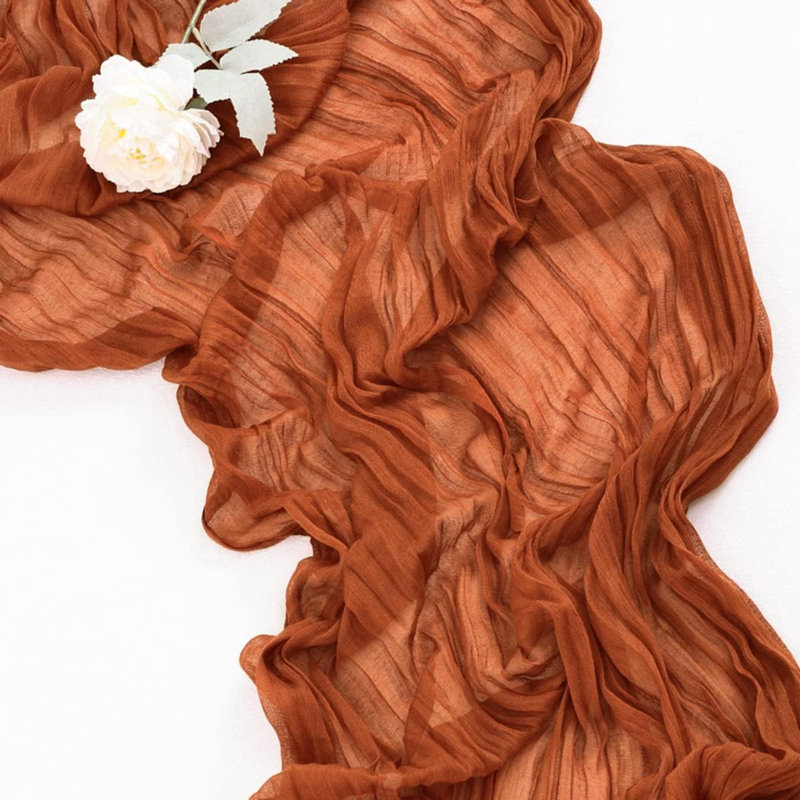 Mihrican Runner No Pattern Cotton Table Runner, Terracotta