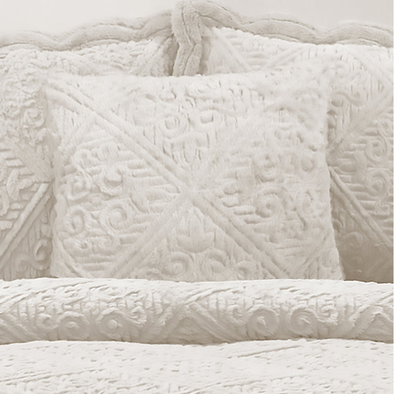 Ensemble de couvre-lit Strawn, Couvre-lit très grand + 2 taies décoratives + co, Diamant / beige clair