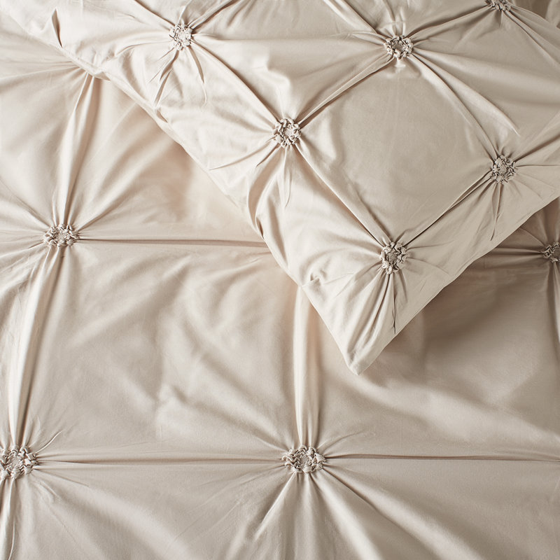 Basile Cotton Satin Duvet Cover, Full / Queen, Taupe