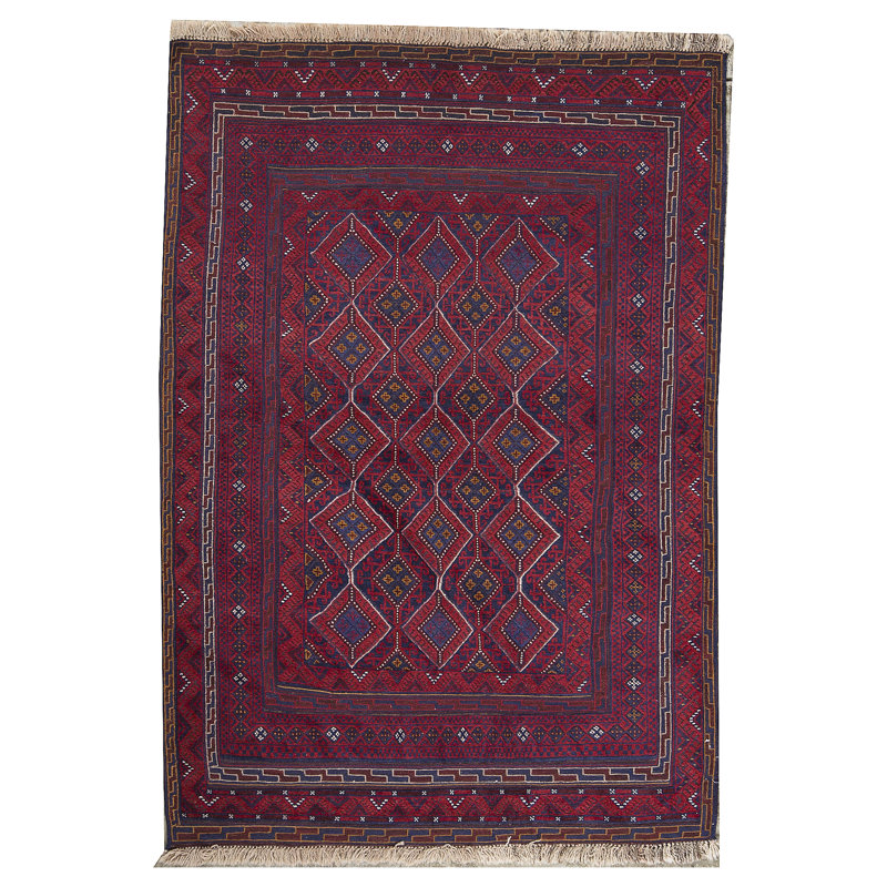 Hand-Knotted High-Quality Red and Purple Area Rug