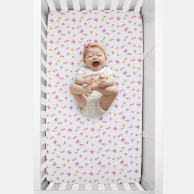 Drap-housse pour lit de bébé Floral Elephant and Butterflies