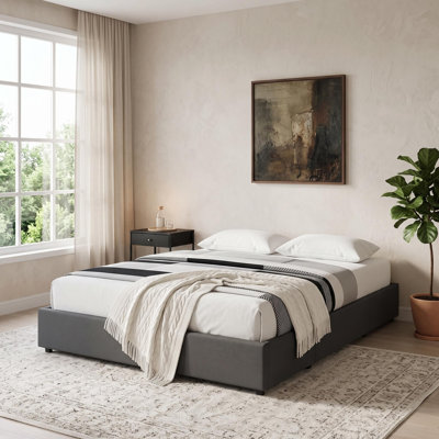 Bed Frame with 3 Drawers, Platform Bed Frame, Fabric Bed Frame for Guest Room, Apartment, No Box Spring Needed