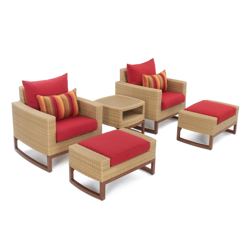 Milana Outdoor 8 - Piece Conversation Set, Canvas Jockey Red Sunbrella® Canvas