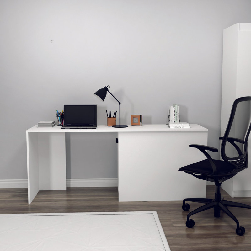 Jamiya Computer Desk, White, White