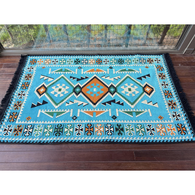 Ensemble de canapé avec repose-pieds Boho Chic avec repose-pieds et coussins, Sarcelle