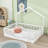 Wood Floor Bed With High Rails And LED Light-387835886