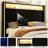 Bed Frame with LED Lights and Charging Station, Tall Headboard and Wingbacks Platform Bed-1543850985-1543850990