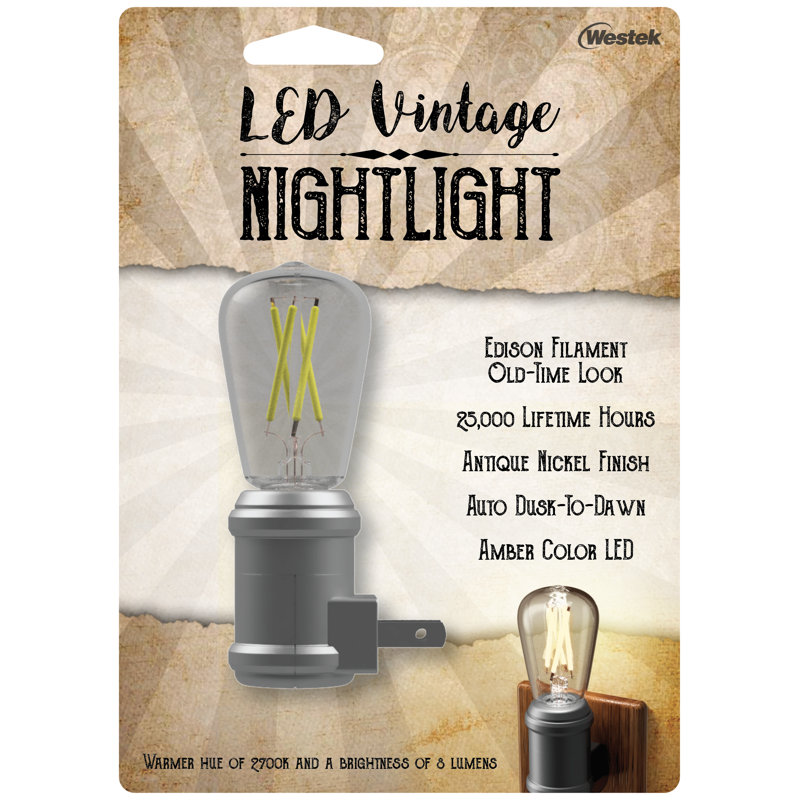 Éclairage de nuit rétro à del edison, Nickel
