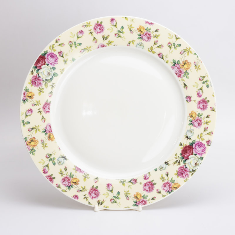 Assiette plate Chintz crème, ensemble de 4